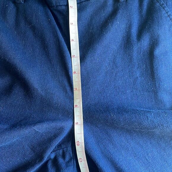 J. CREW 55% Linen 45% Cotton Navy Pull On Pants Tie Belt Side Pockets Wide Leg 2 - Picture 11 of 13